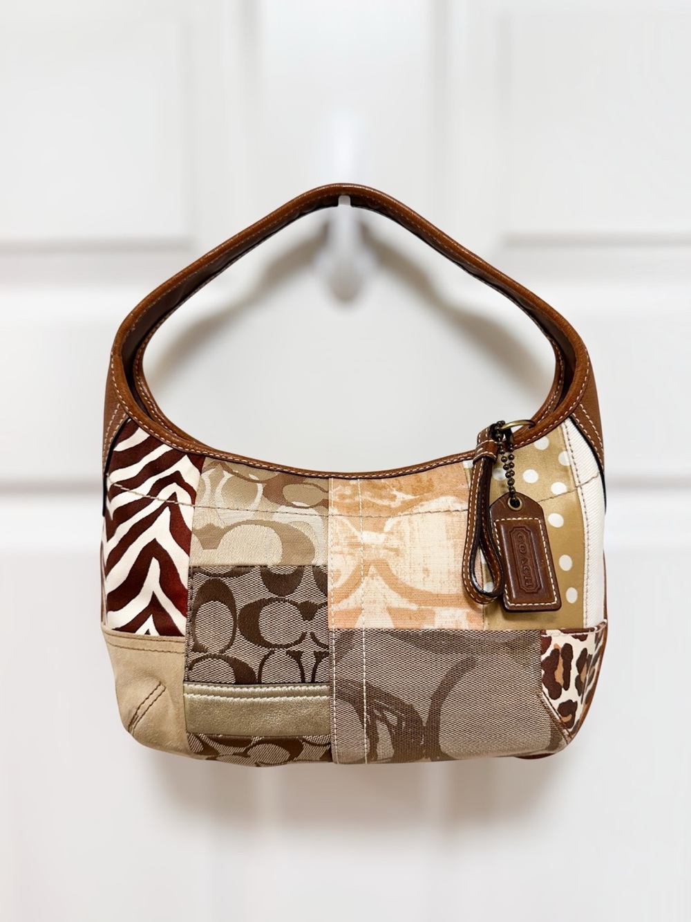 Coach Ergo Patchwork Hobo Shoulder Bag Zebra Leather Y2K 10807